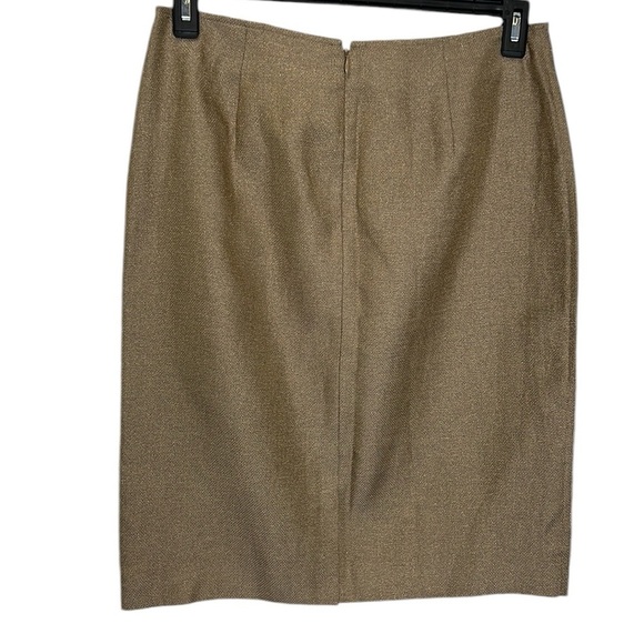Talbots NWT Pencil Skirt Women's 8 Metallic‎ Linen Blend Gold Classic Careerwear - Picture 2 of 7